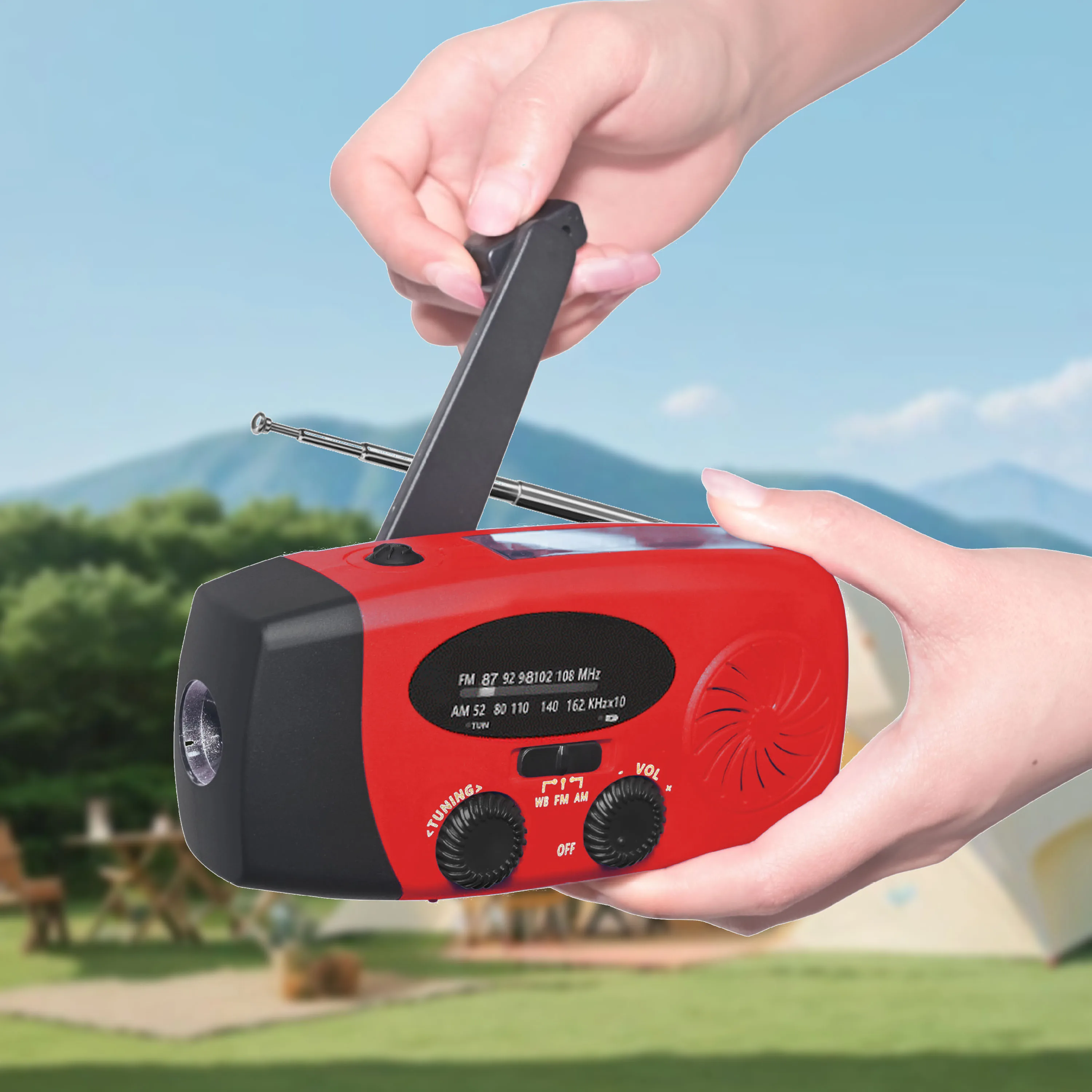 Ручной фонарь для кемпинга, радио с питанием от динамо-машины, аварийное радио 2000 мА·ч, водонепроницаемое радио AM/FM NOAA, на солнечной батарее, светодиодный фонарик, походный фонарь