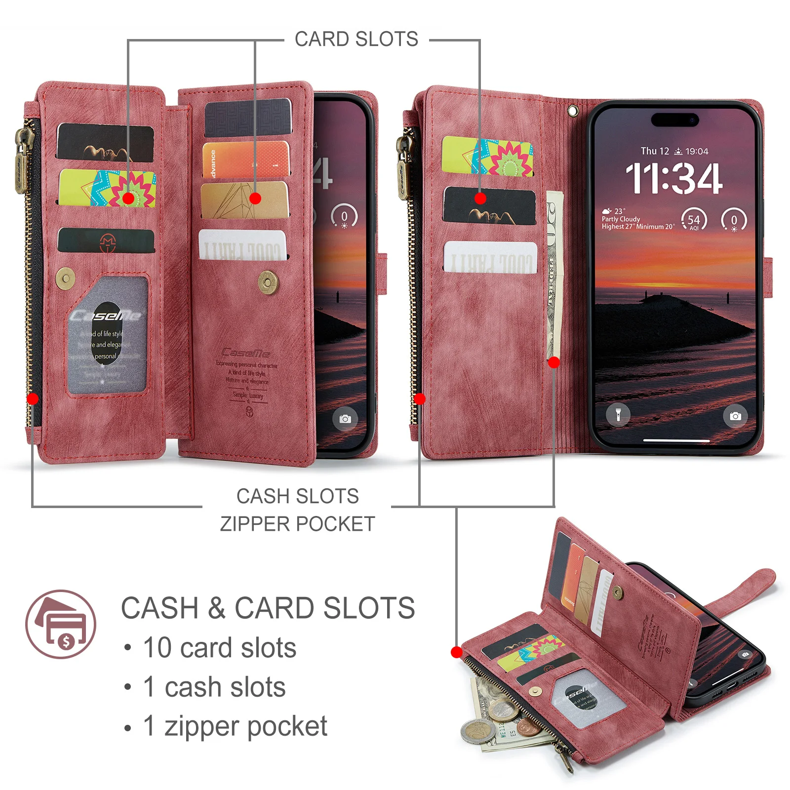 Magnetic Wallet Phone Case With 10 Card Slots For Iphone 17 Air_voghion.com