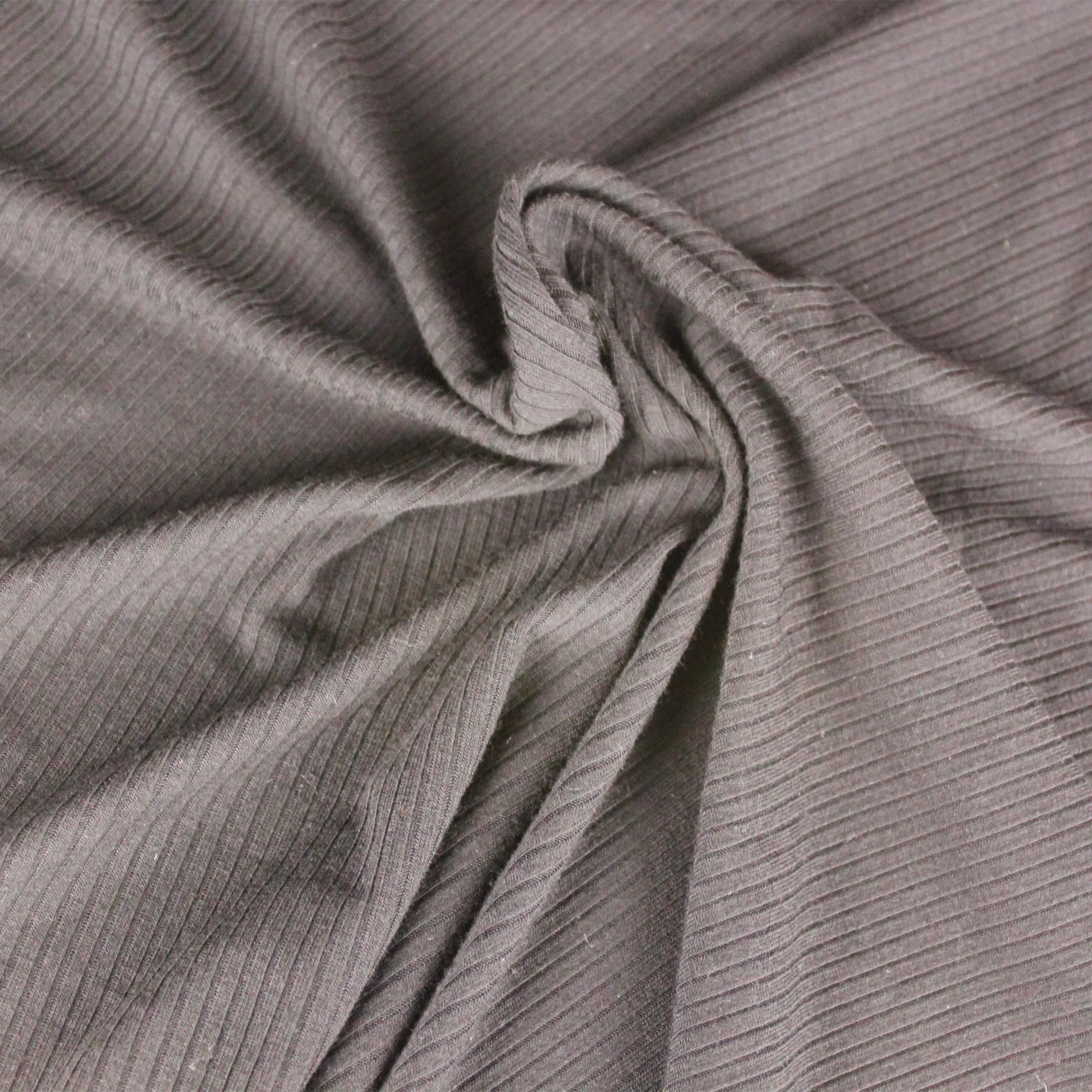 2021新设计面料柔软感涤纶和人造丝混纺罗纹面料