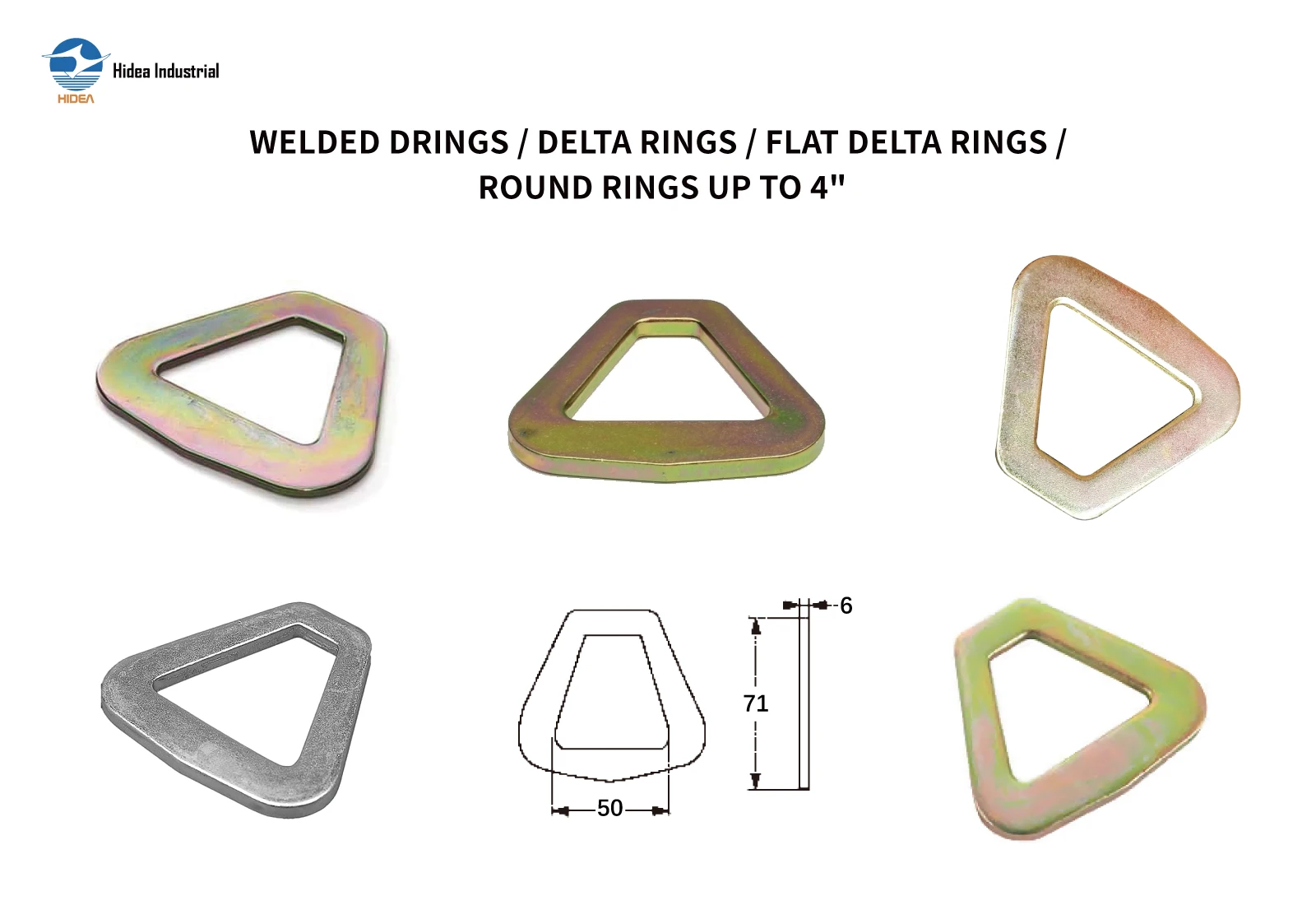 HIDEA Steel Flat Delta Ring Heavy Duty BS 5000kg Zinc Plated 2