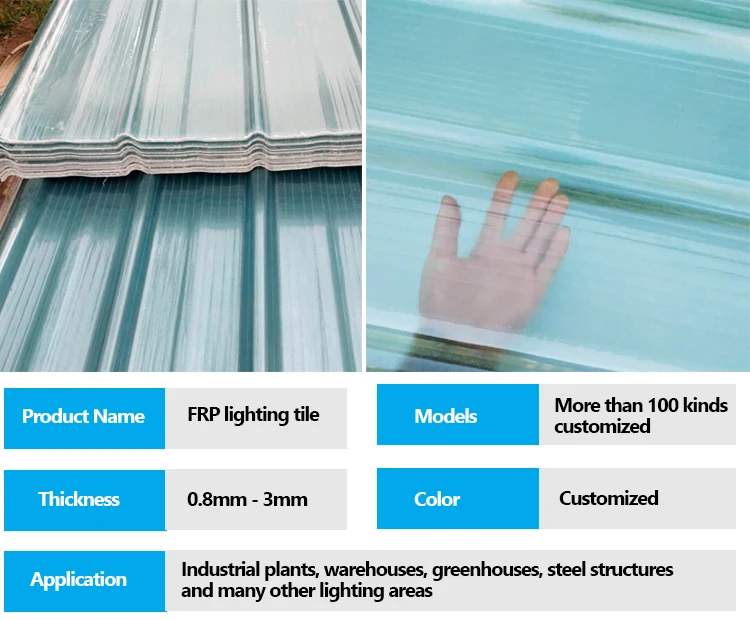 Excellent Impact-Resistant Transparent FRP Roofing Sheets Plastic Sheet Warehouse Daylighting System Park