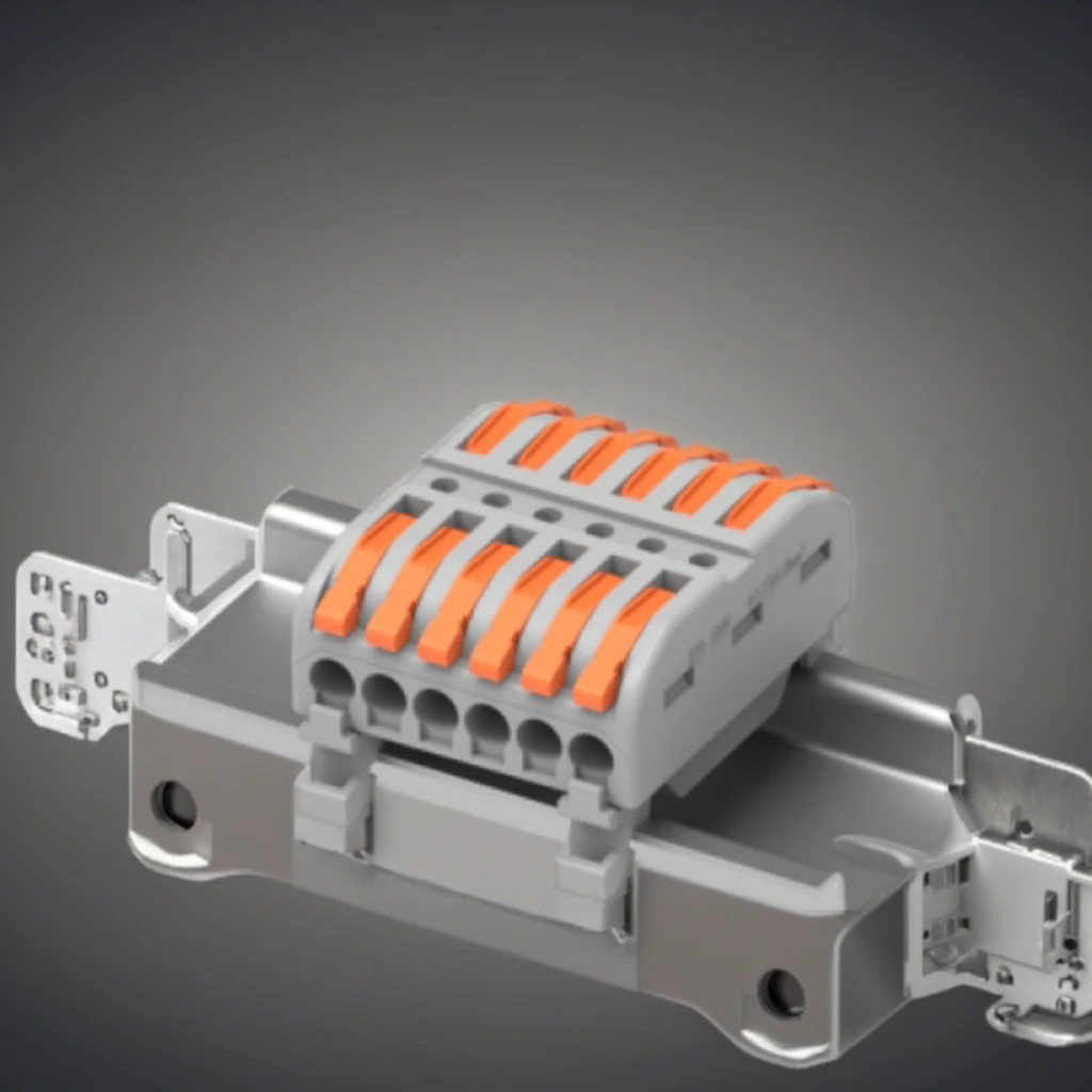 Din-rail Push Wire Connector with Lever 6 to 6 Pole Terminal Blocks
