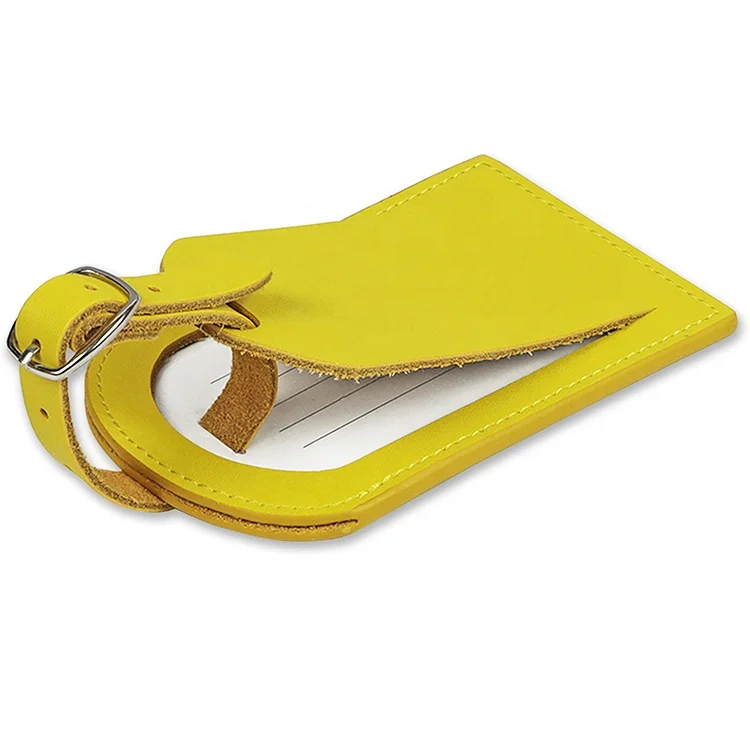 Custom Privacy Cover Durable Metal Strap Plastic PVC Window PU Leather Luggage Tag Premium