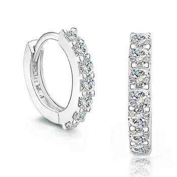 Korean micro pave cz sterling silver stamped 925 huggie earring by Moyu