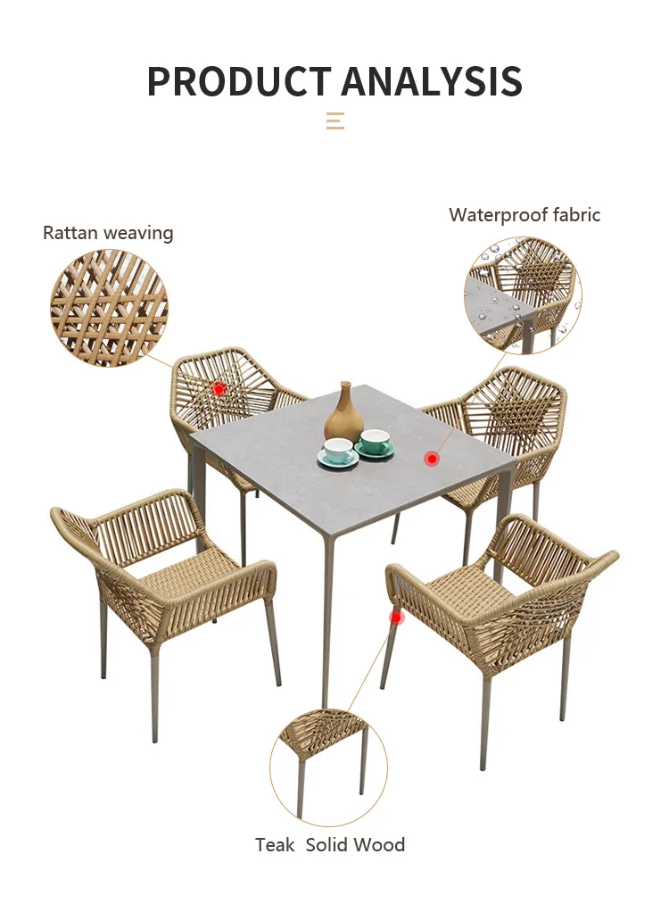 Rustaurant Outdoor Chairs And Table Aluminium Frame Waterproof Cushion Rattan Wicker Patio Garden Sets