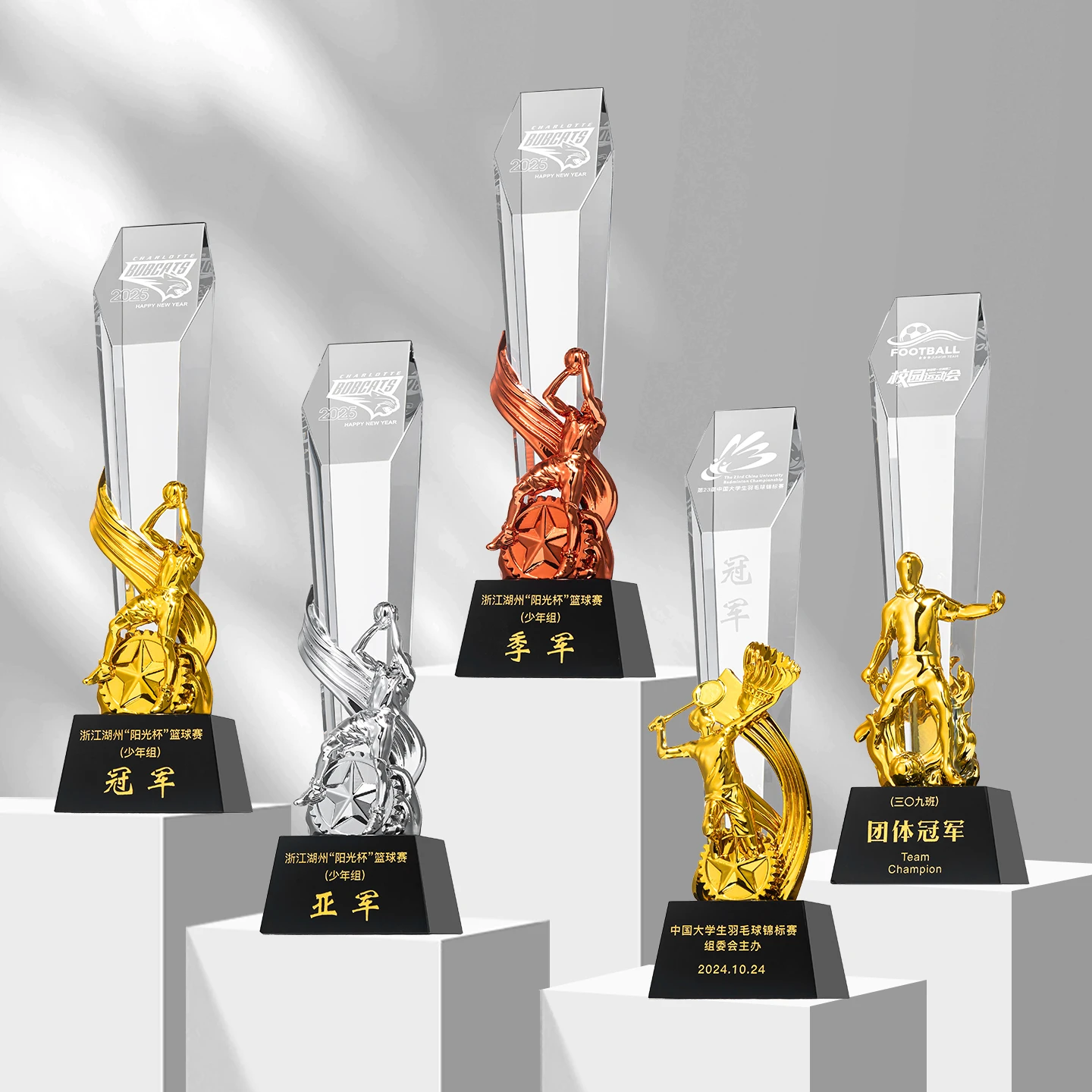 Small Bridge Championship Golf Football Sports Award Custom Crystal Resin Trophy Engraved Polished Crystal Fashion WDY-0426