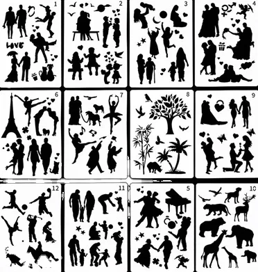 SOTOGO 14 Pcs Plastic Stencils Set Craft Educational Toys for Kids Over 150 Patterns Painting Stencils for Children with 1 Zipper Case 