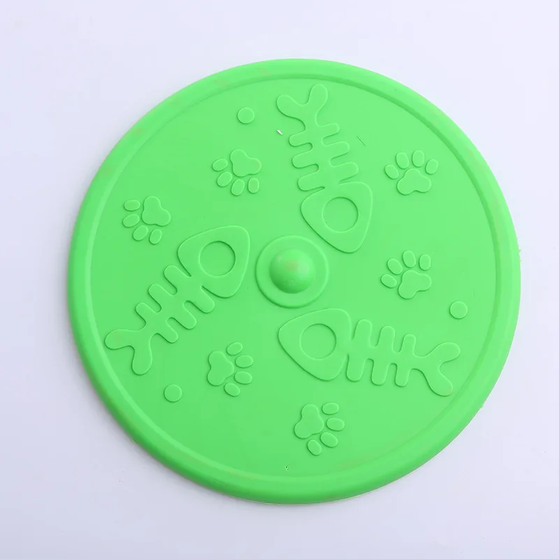 Durable TPR Flying Disc for Dogs Fish Print Round Rubber Pet Chew Toy for Outdoor Interactive Training