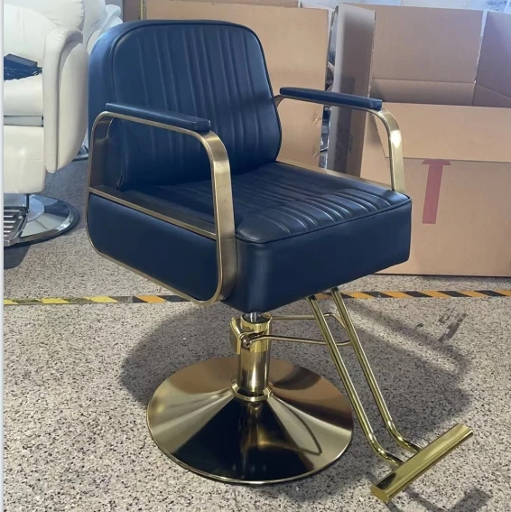 Popular Gold Barber Chair for Hair Cutting Synthetic Leather Salon Styling Chair for Beauty Salons
