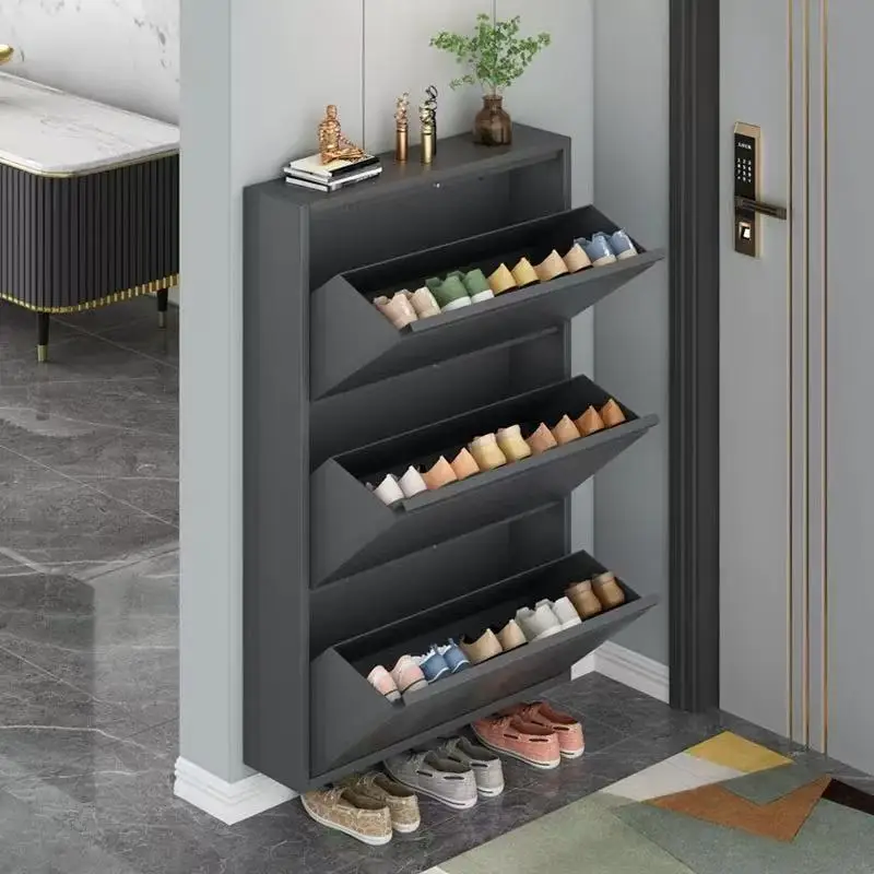 Factory Sale Widely Used Custom Modern 4 Doors Rack Designs Steel Black Metal Shoe Cabinets