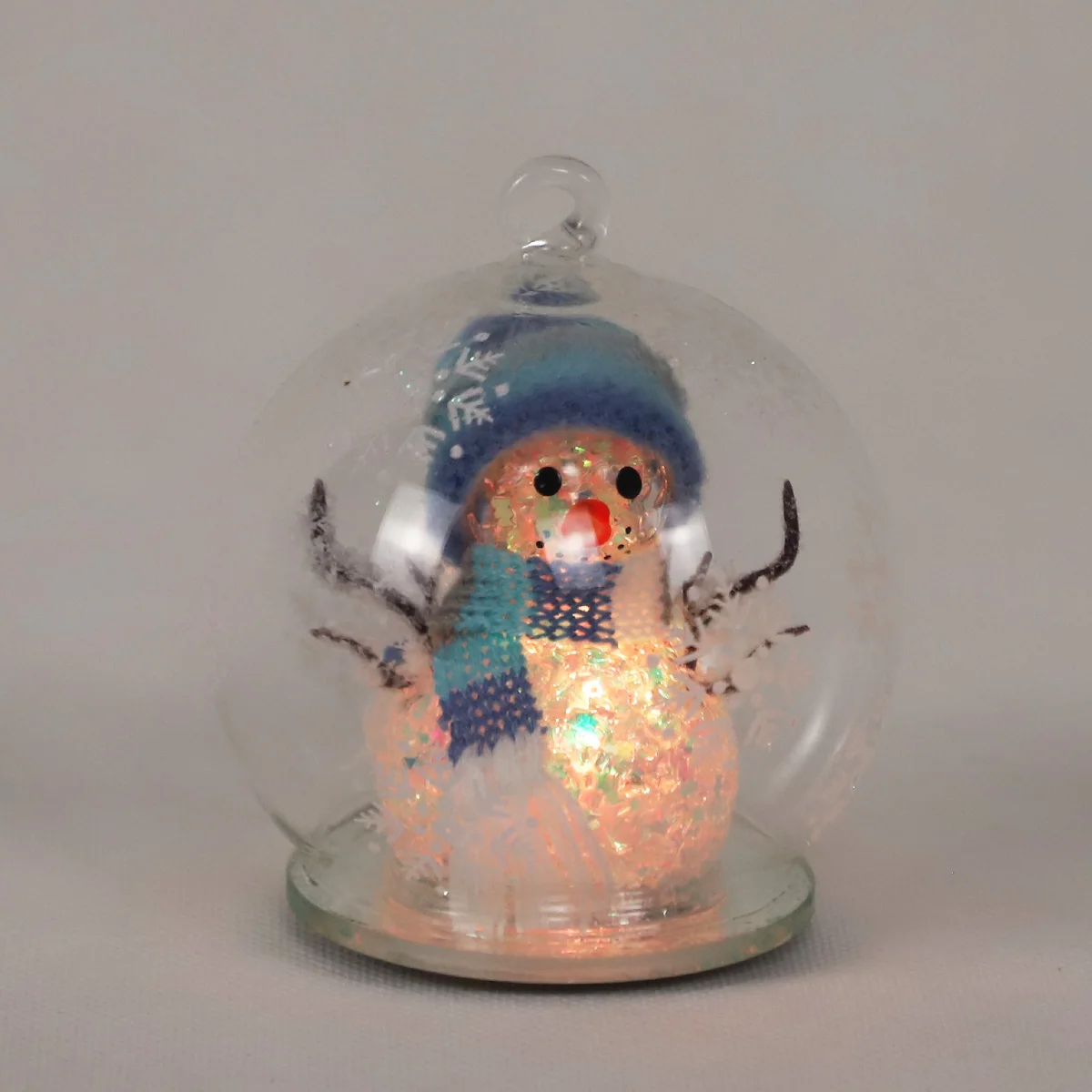 Personalized 3D Laser Engraving Snowman Deer Christmas Crystal Ball 3D Laser Engraved Galaxy Crystal Glass Ball On LED wood Base