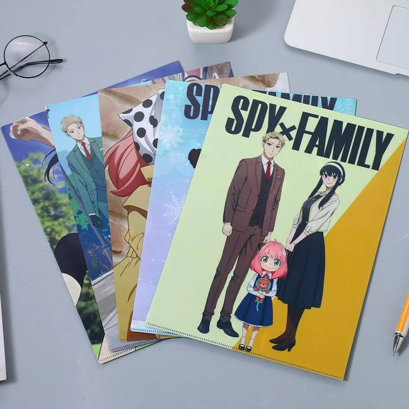 Anime Kawaii A4 Pattern Storage File Folder Pvc Office Paper Document Holder L Shape Document Bag Kids Stationery Gif