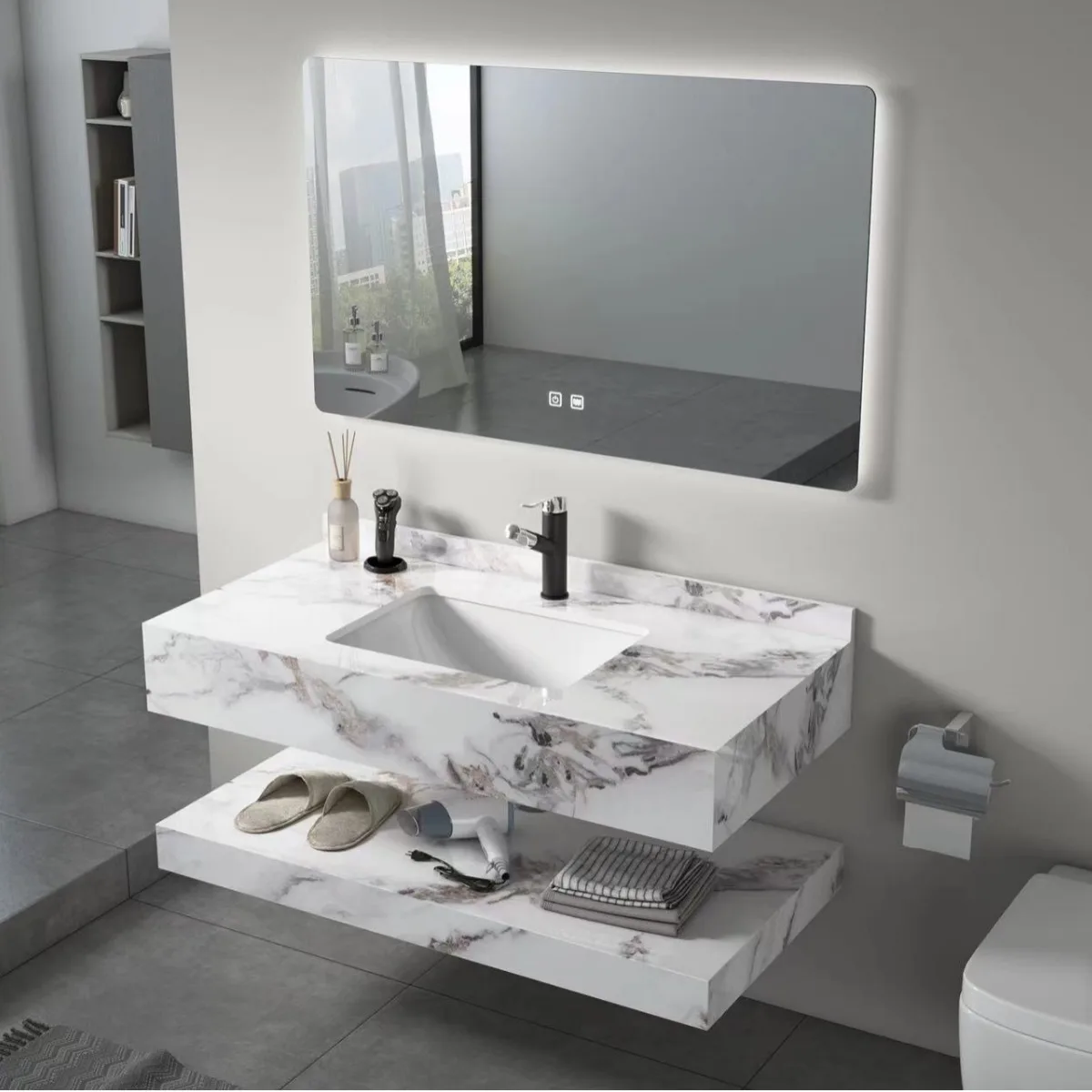 vanity sink aluminum cabinet sintered stone