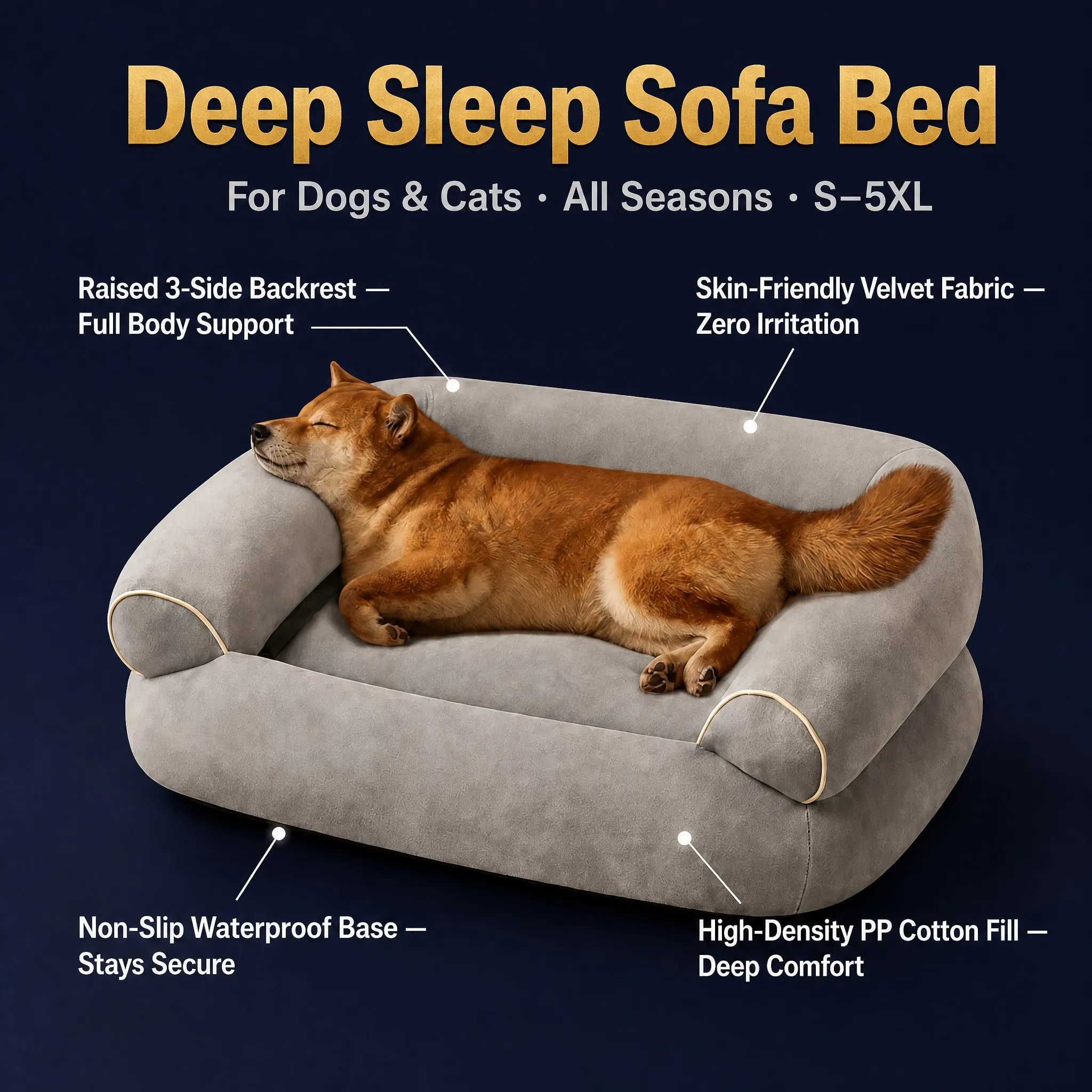 Luxury Pet Sofa Bed Skin Friendly — Product details 7