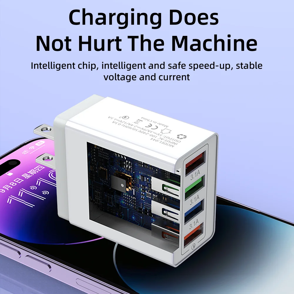 Quality Guaranteed Electric Multi-Port 4 USB Fast Travel Adapter US/UK/EU Plug OVP OTP Protection 5V/2A 10W Wall Charger H010a5776c256402f886ec18e60990cefS