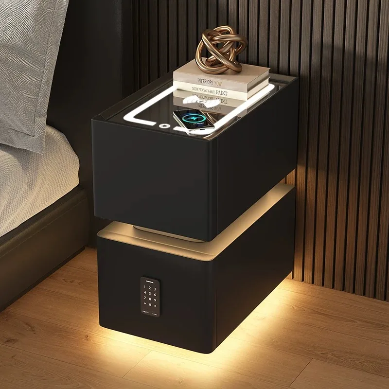 Mini Ultra-narrow Smart Bedside Table New Simple Wireless Charger Advanced Sense With Lock Bedroom Smart Bedside Table Cabinet