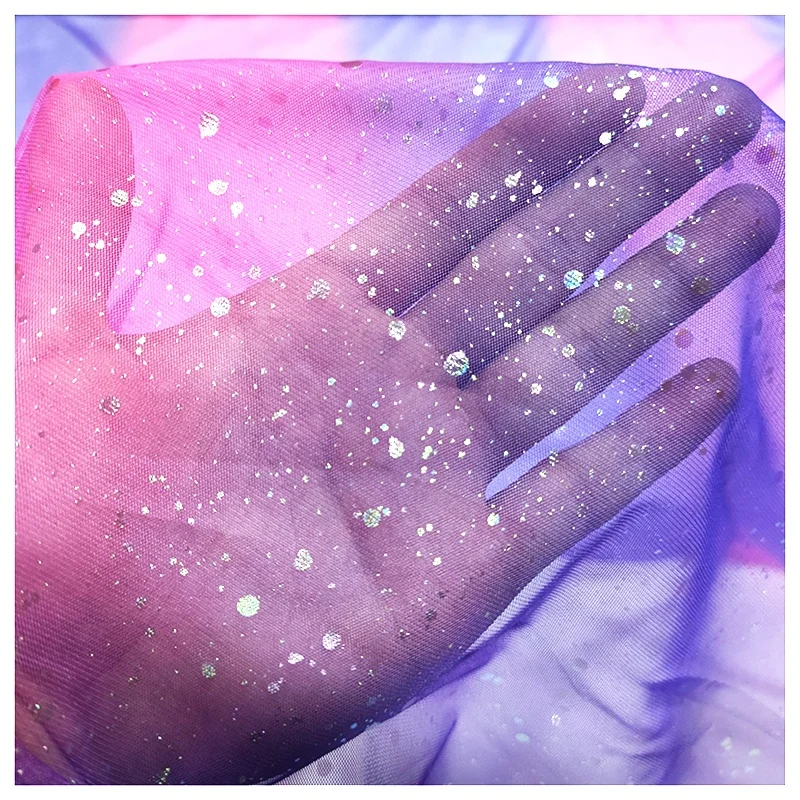 2025 Hot Dirty Pink Purple Tulle Fabric Rainbow Gradient