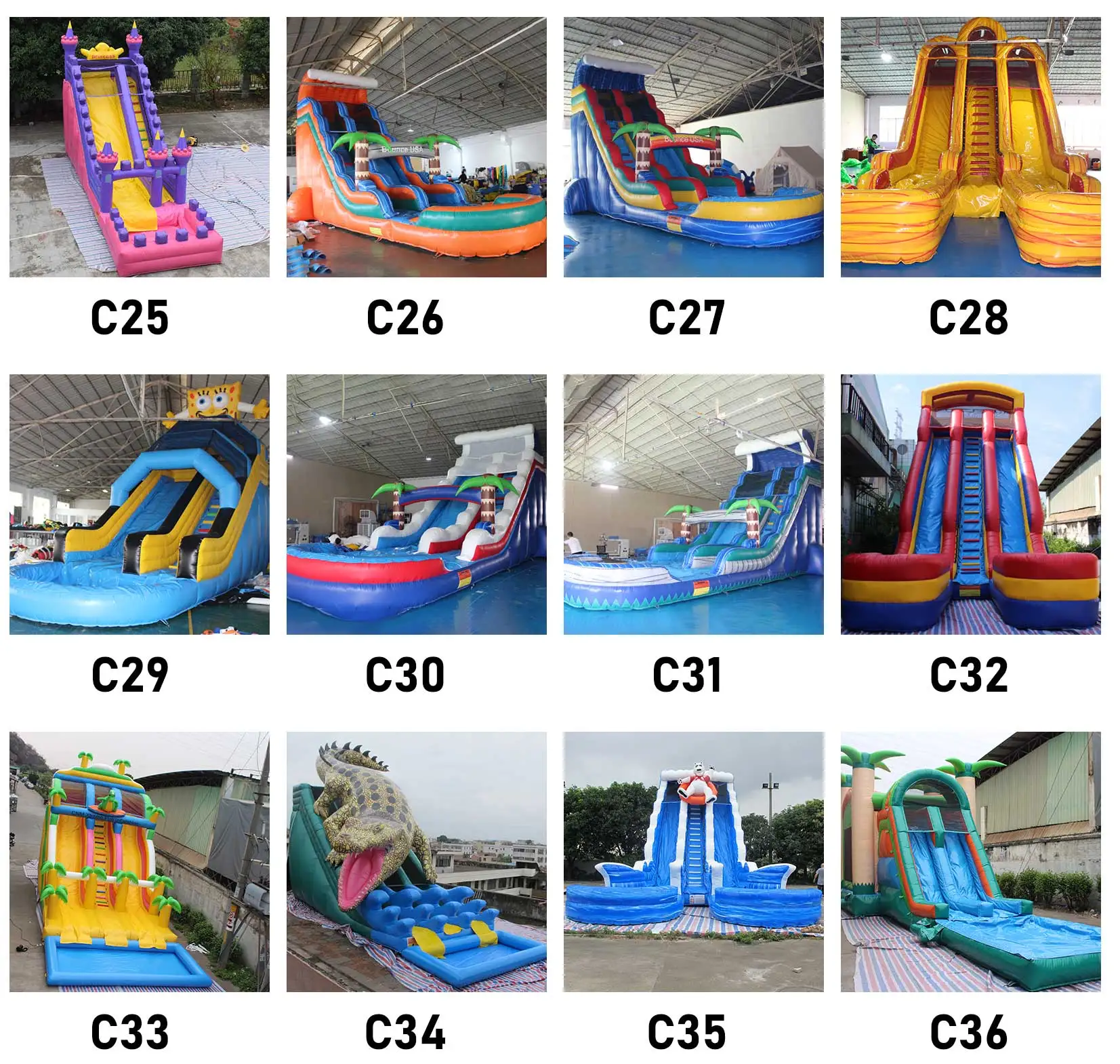 Hot Sale PVC Inflatable Bouncer Big Water Slide with Pool for Inflatable Theme Park factory