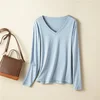 dusty blue V-neck