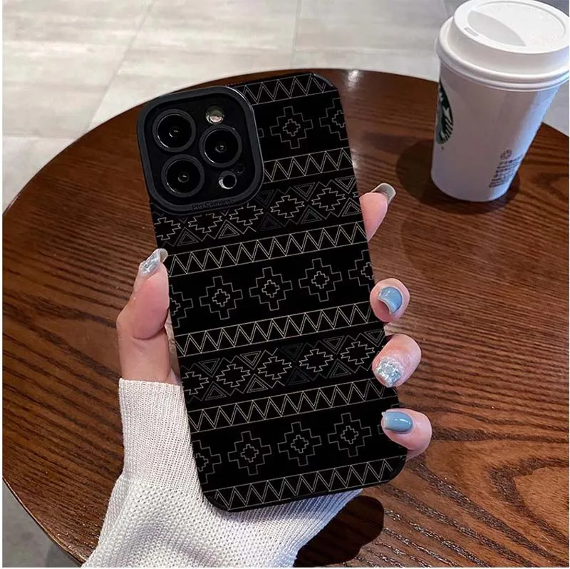 Multiple Styles Line Printing TPU Artificial Leather Mobile Phone Cover Case For Iphone 6 7 8 X Xr Xs 11 12 13 14 15 16 Pro Max