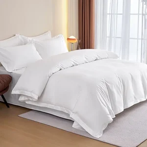 Wholesale Premium 400TC Hotel Satin Bedding Collection 100% Cotton White 4PC Set Luxury 5 Star Quality