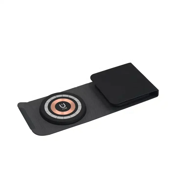 Wallet Size PU Wireless Charger in Foldable Design for Watch Folding  Wireless Charger Pad for Earbuds for iPhone 15 14 13 12 - Main Image