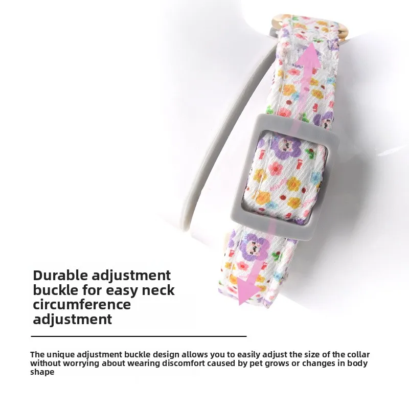 Small Floral Print Japanese and Korean Bell Anti-Lost Cat and Puppy Collar Cute Cross-Border Style for Dogs Made of Polyester