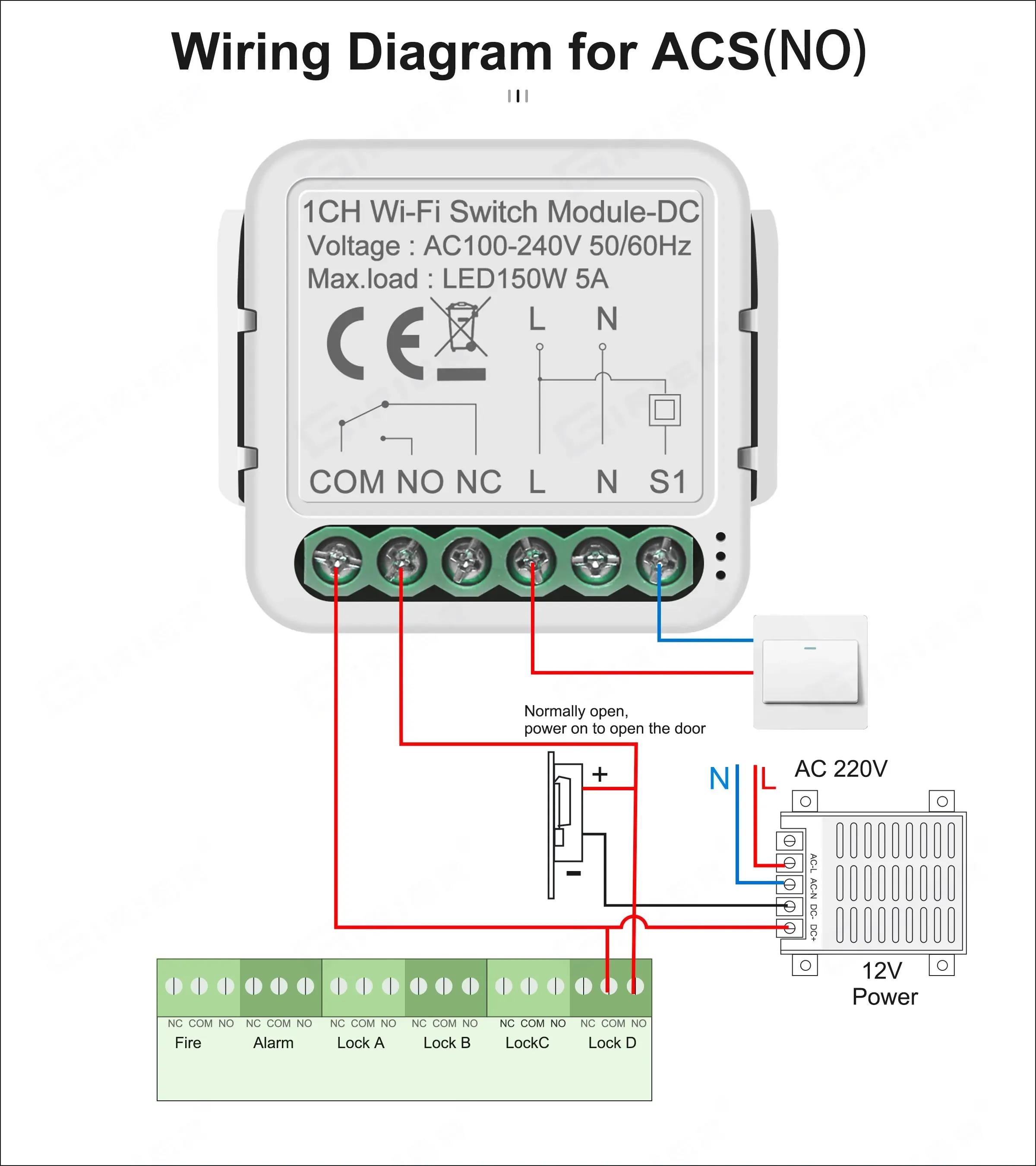 Smart WiFi Dry Contact Wall Switch Module Relay - AC 100V-240V, DC 2V ...