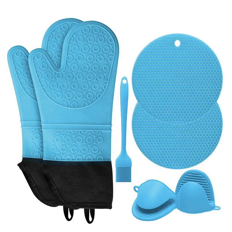 7pcs set silicone oven mitts s