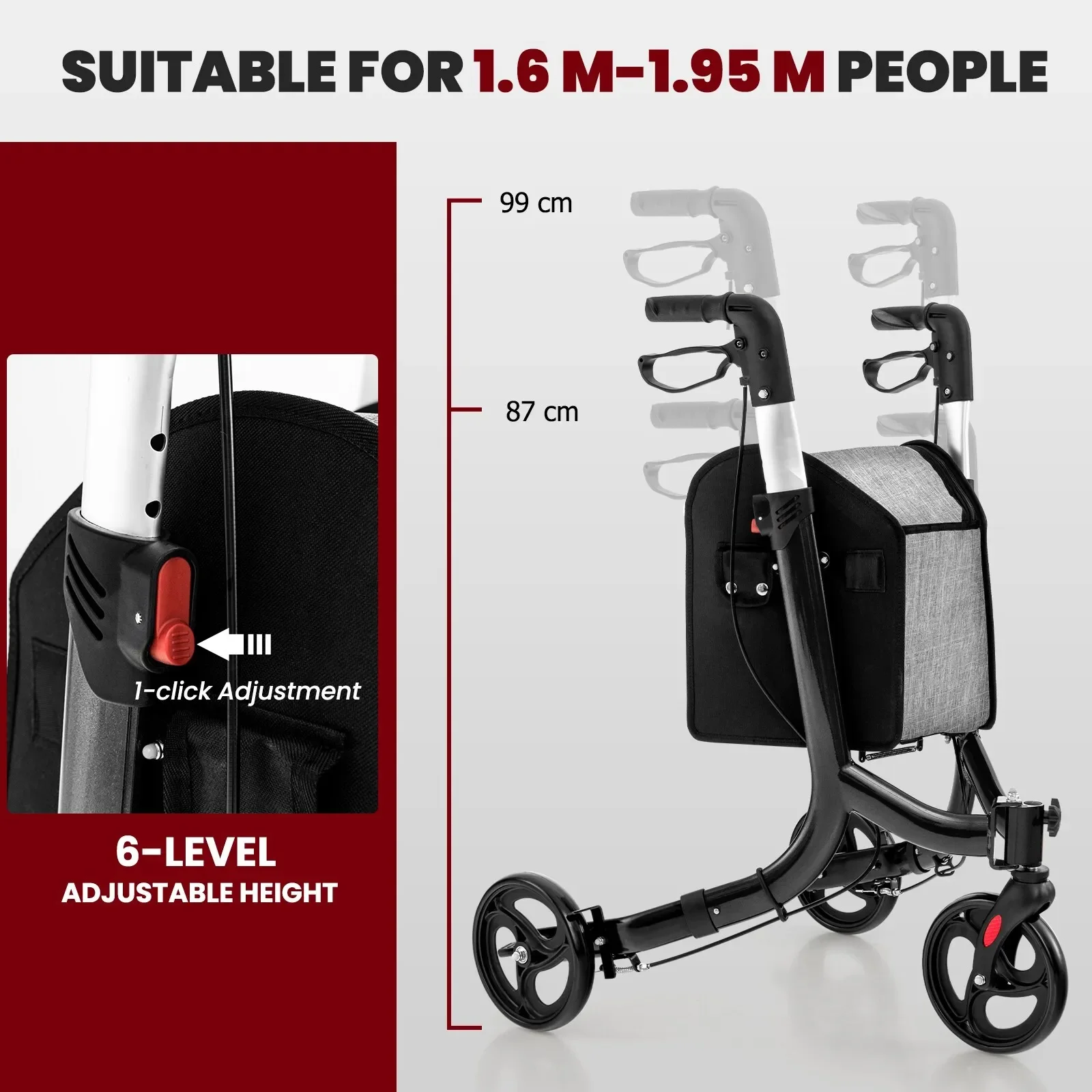 product lightweight portable folding wheeled walker disability products stroke recovery equipment walking for adults with seat-4