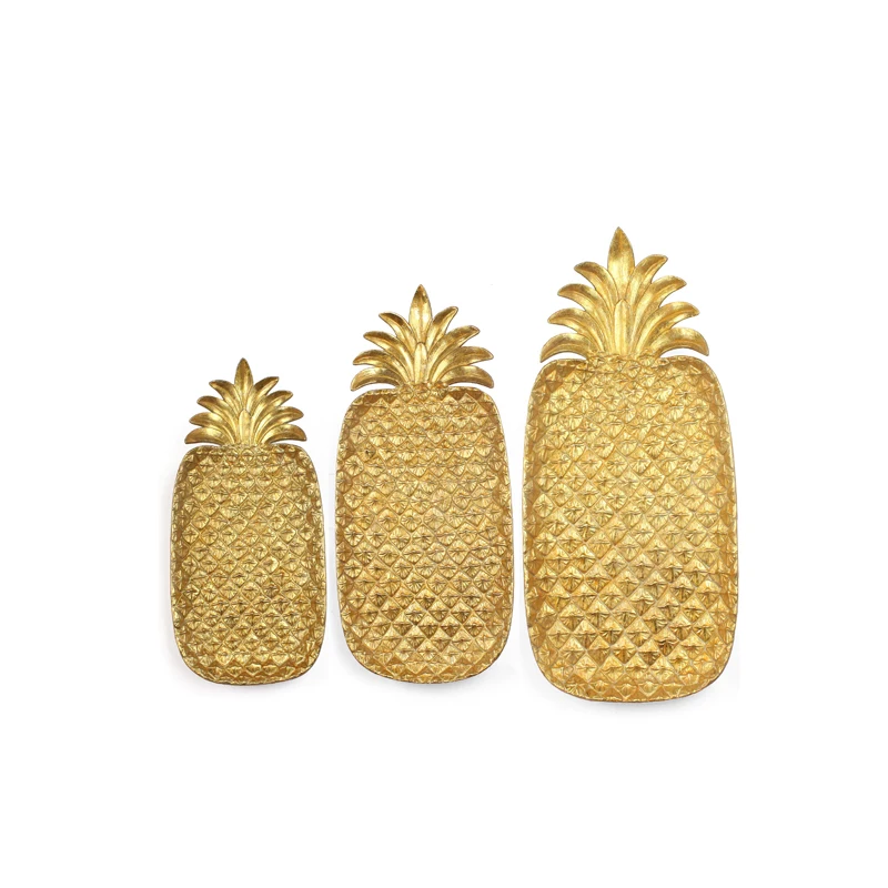 Wholesales Luxury Decorative  Resin Wall Art Decoration Golden Pineapple Home Ornament