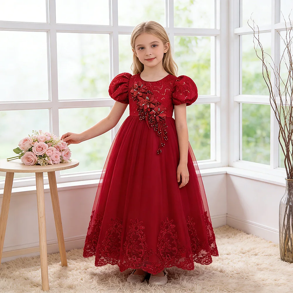 FSMKTZ Luxury Birthday Party Dress for Girls - Beautiful Embroidered Long Pageant Gown, Perfect for Weddings and Special Occasions FSMKTZ Luxury Birthday Party Dress for Girls - Beautiful Embroidered Long Pageant Gown, Perfect for Weddings and Special Occasions