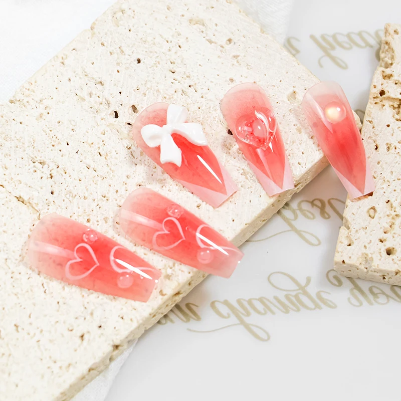 Новое поступление, Роскошные Длинные акриловые накладные ногти в форме балерины со стразами 3d, искусственные ногти