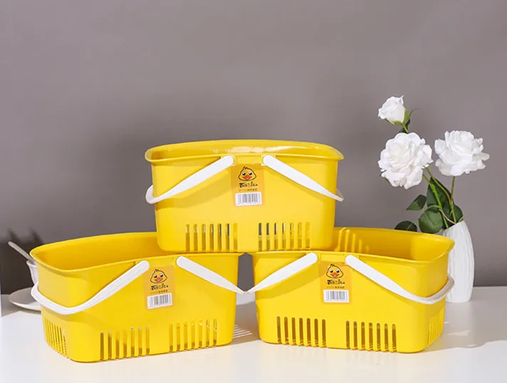 Amazon Hot Selling Plastic Hollow Shower Caddy Basket Yellow Colors