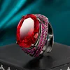 แหวนคอรันดัมสีแดงทองคำดำ ปรับขนาดได้