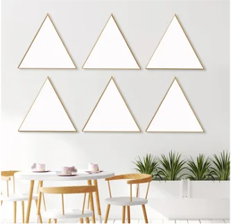 3PCS 6PCS Nordic Style Golden Geometric Triangle Plastic Framed Home Decorative Hanging Mirror Set Wall Decor Mirror