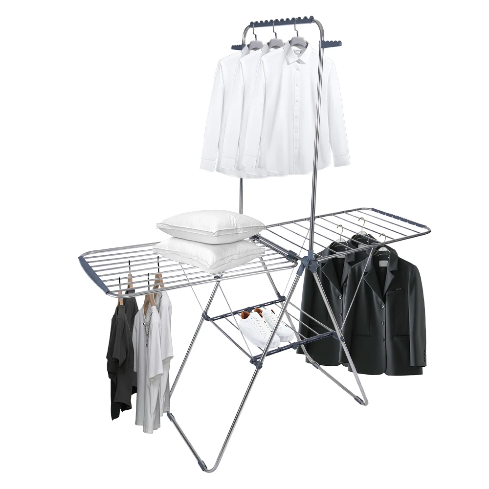 Factory Direct 2 Layer 21M Lacquer Folding Clothes Drying Rack Airer Clothes Dryer Stand for Wet Clothes