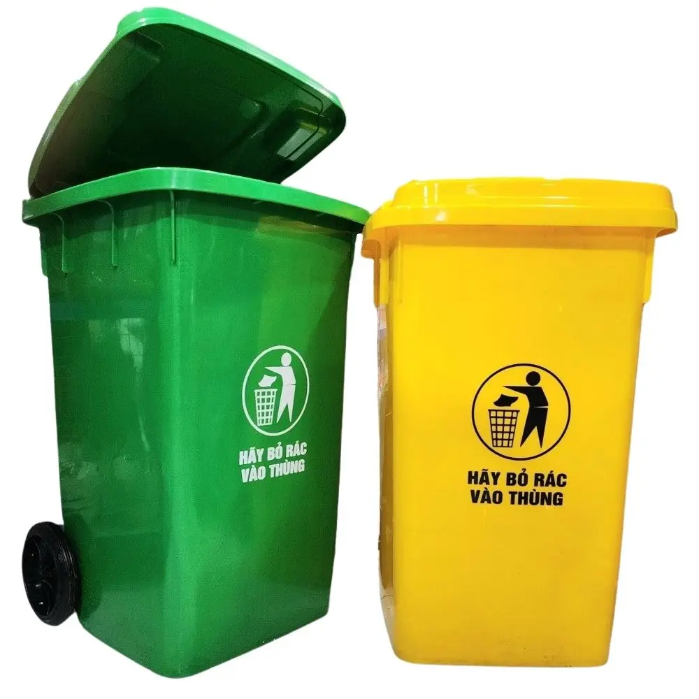 Trashbin with Wheels 60L Durable Mobile Waste Bin with Large Capacity for Outdoor, Kitchen, Office, and Industrial Use
