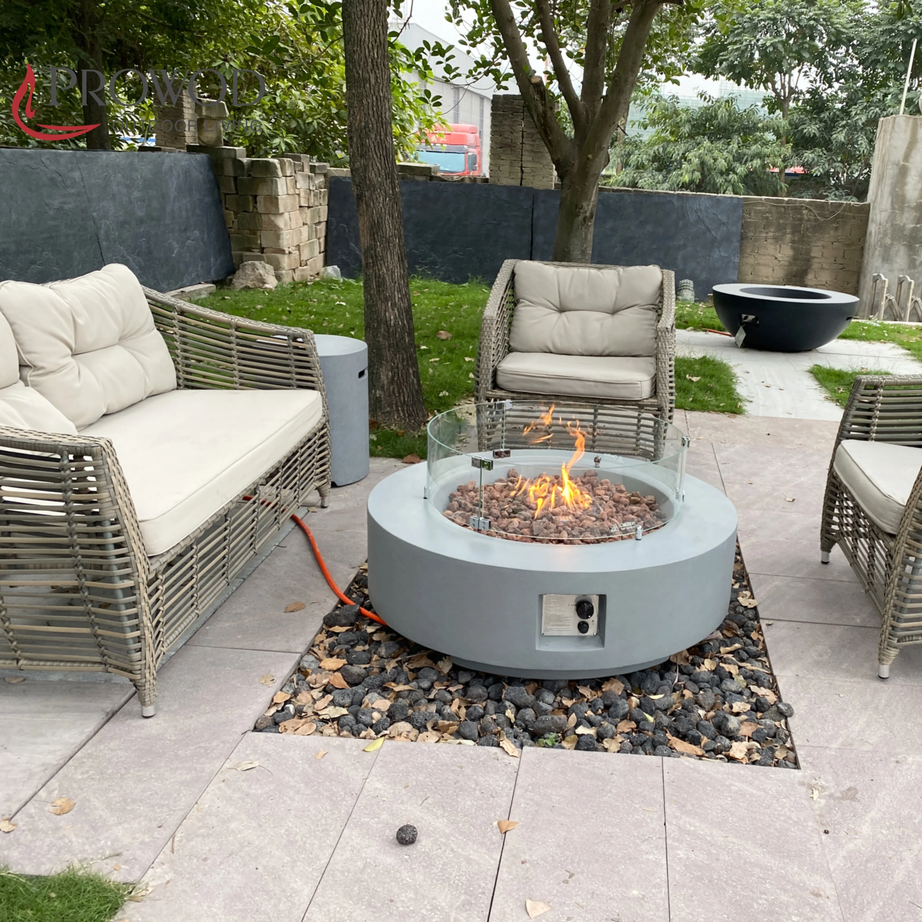 Rectangular Rattan Gas Stove, Steel, Fire Pit - detail 26