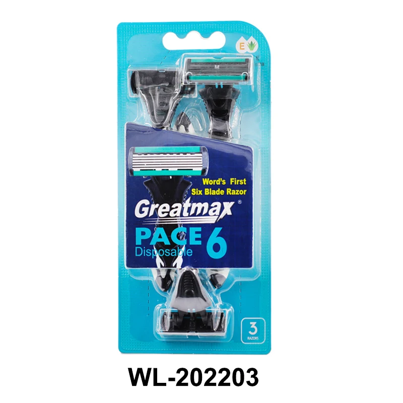 Six Blade Shavers with Lubricant Bar & Super Rubber Handle