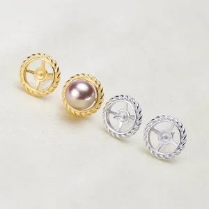 Wholesale Stud Earrings Base Setting Pearl for Women Full Custom Pearl Stud Earing Mount