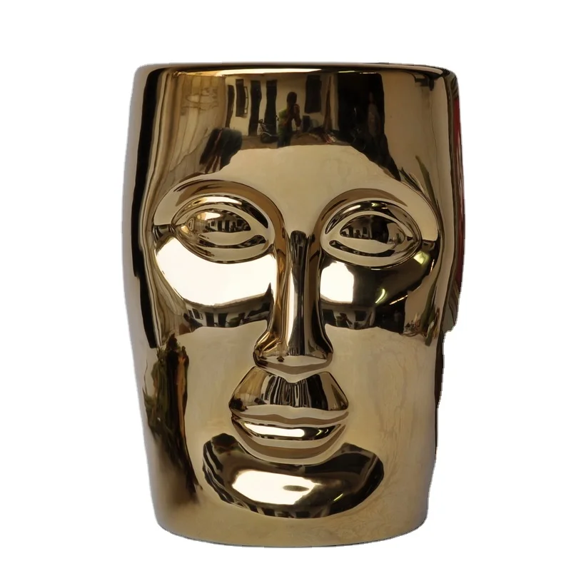 Высококачественный однотонный современный дизайн человеческого лица уличный керамический садовый табурет Jingdezhen декоративный