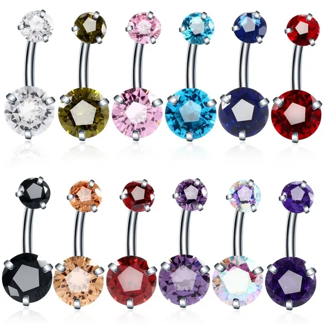 Sexy three claws round ball zircon belly ring stainless steel belly button nail women's belly accessories Body piercing jewelry
