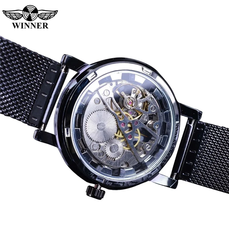 WINNER GMT1111 Manual Mechanical Watch for Women Luxury Ladies Watches 2021 Casual Wristwatch Top Brand Mesh Strap Skeleton