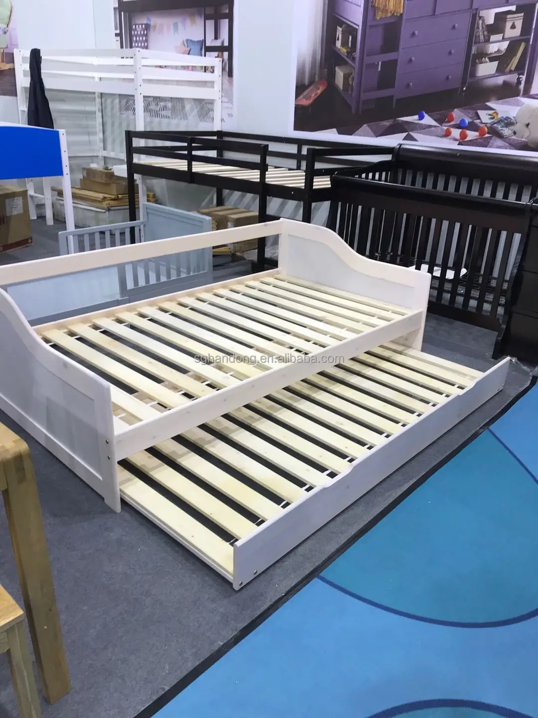 Single Bed Wooden 2 Tier Single Bed With Trundle Bed And Drawers