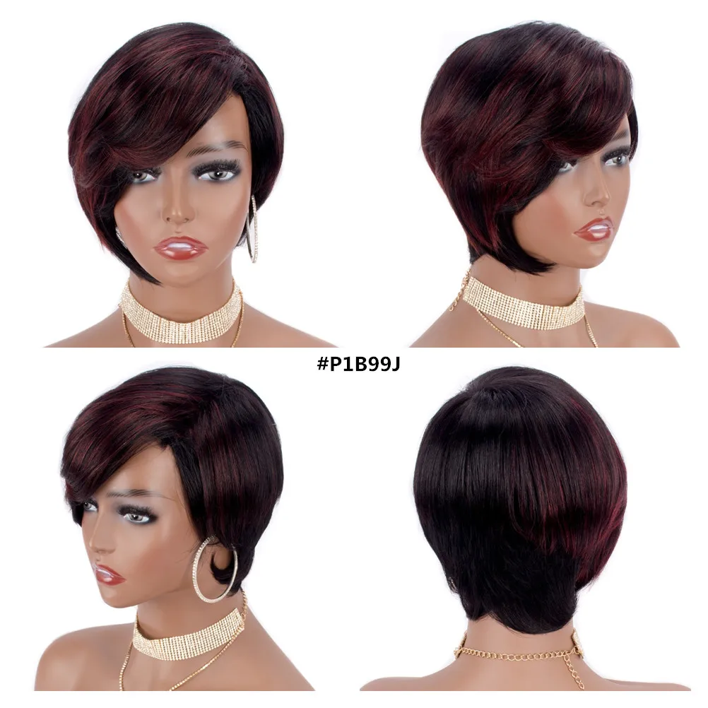 Source 2021 new style human hair lace wig pixie cut straight