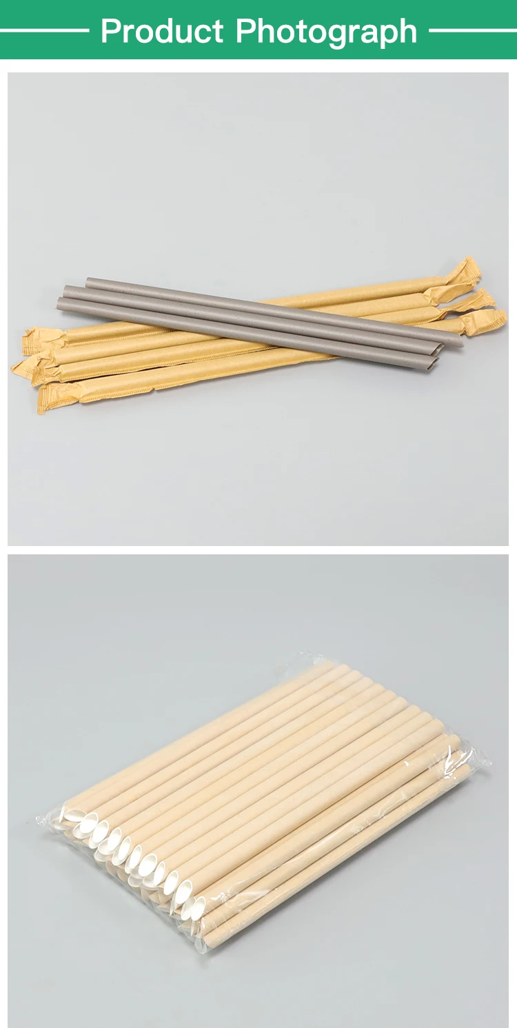 100-400 Disposable Bagasse Straws 21cm Flat Straight Straw 5.5mm - View #6