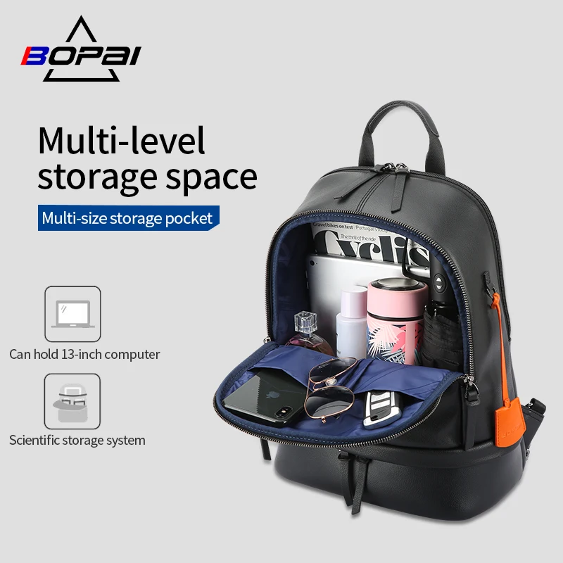 BOPAI Laptop Backpack - Premium Leather & Waterproof Design