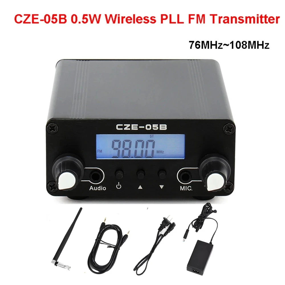 PLL Stereo FM Transmitter Radio Broadcast Station CZE-05B 100mW/500mW  Frequency 76-108Mhz Home Campus Amplifier Dual Mode TR508