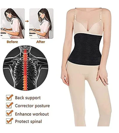 Four Metres Long Adjustable Fitness Bandage Wrap Lumbar Waist Support Trainer for Lower Back Pain Posture Improvement Enhancing Workouts MoKo Waistband Slimming Body Shaper Belt Black